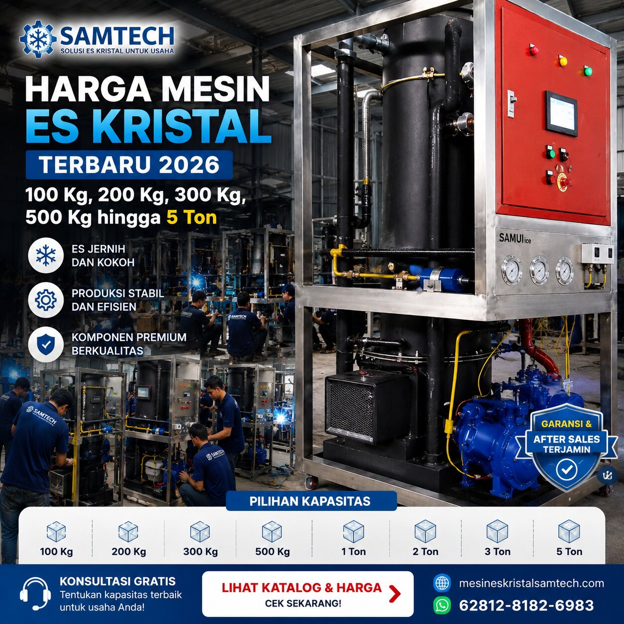 Harga Mesin Es Kristal Terbaru 2026: 100 Kg, 200 Kg, 300 Kg, 500 Kg hingga 5 Ton